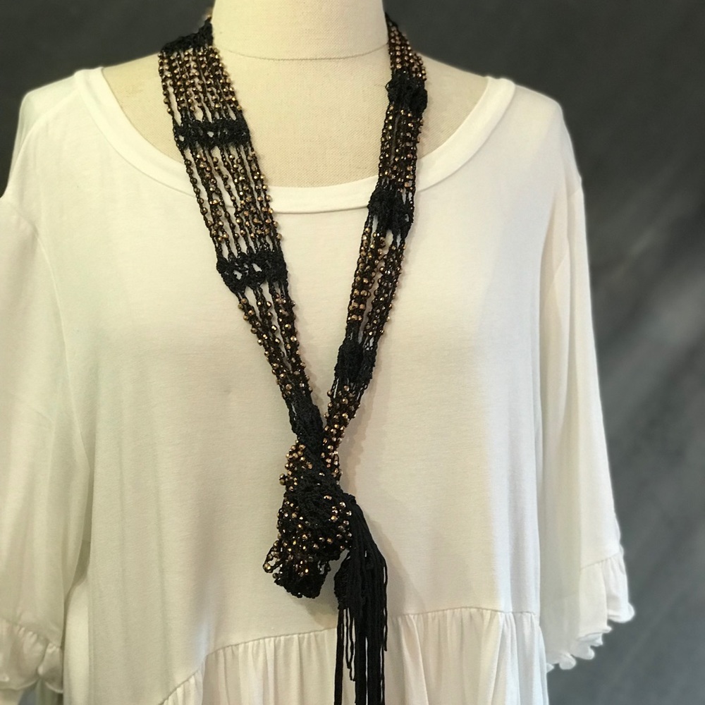Crocheted beaded scarves